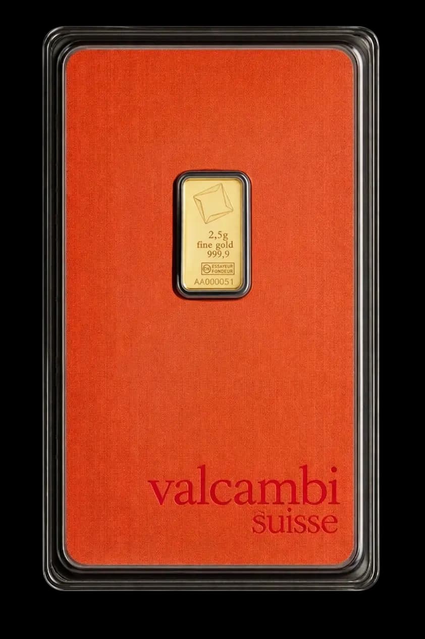Valcambi Suisse zlatna pločica 2.5g