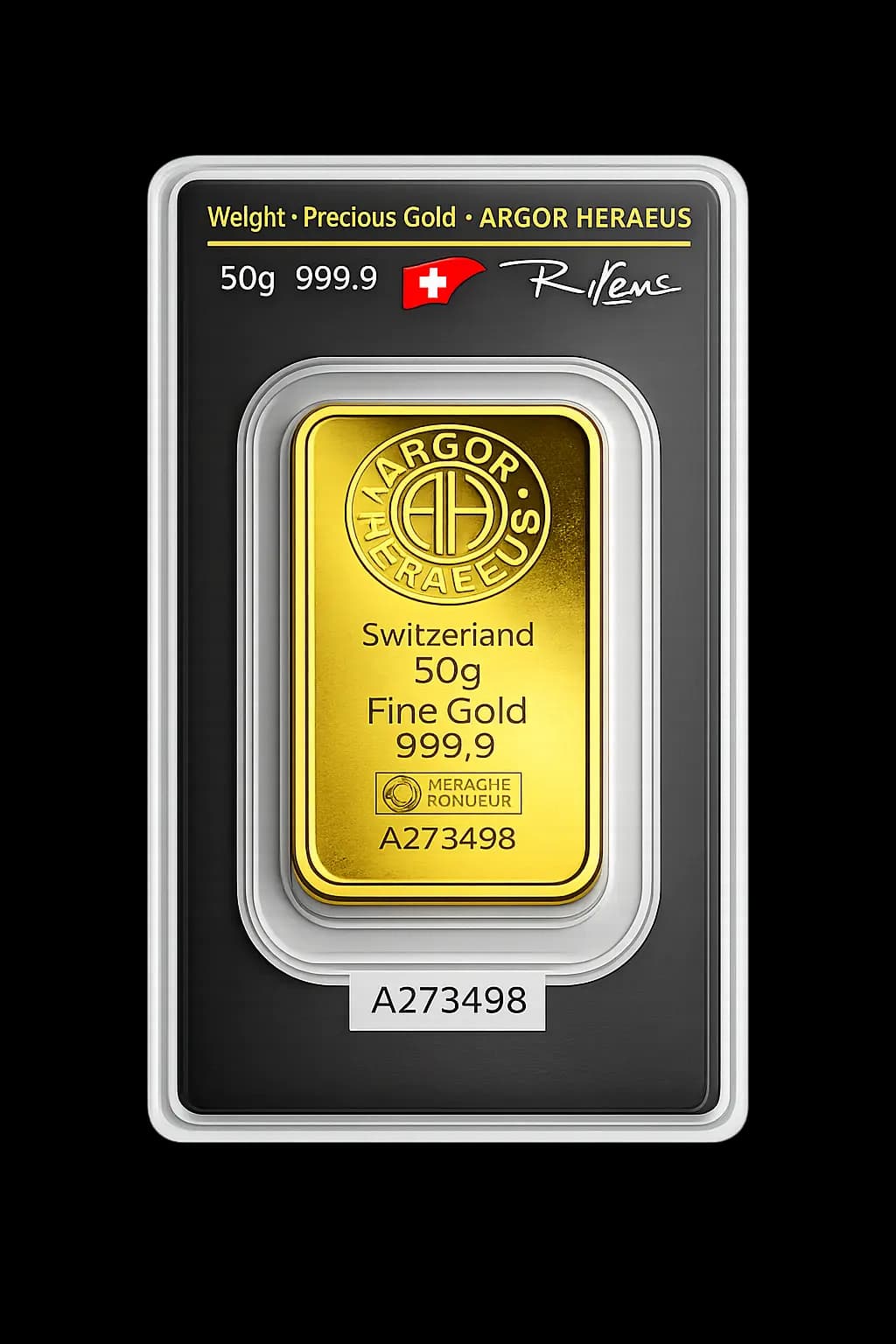 Argor-Heraeus zlatna poluga 50g