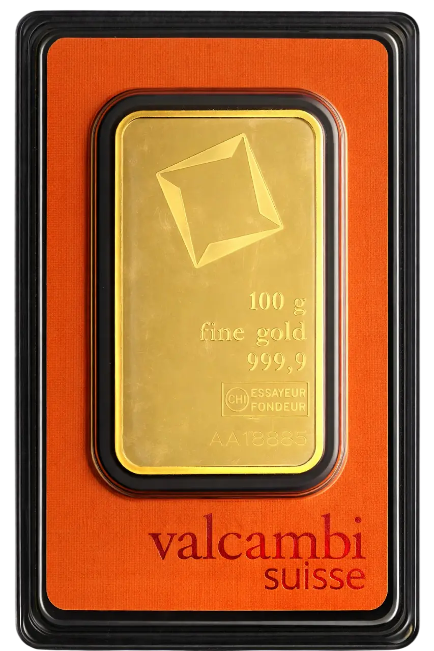 Valcambi Suisse zlatna poluga 100g